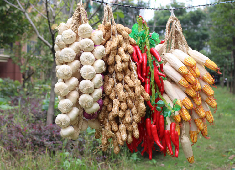假玉米辣椒大蒜裝飾品蔬菜模型道具仿真塑料農家樂農產品掛件掛串