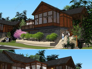 三款美麗鄉村農家樂果園木屋su模型設計模型下載